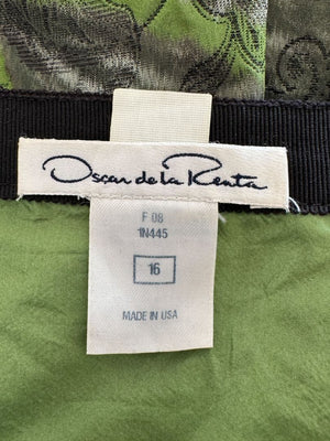Oscar de la Renta Green Floral Silk Skirt – Fall 2008 - Size 16