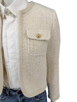 Celine “Chelsea” Ivory Tweed Jacket – Size FR 34