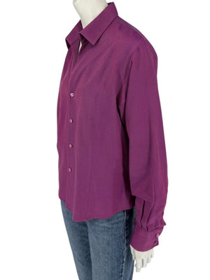 Craig Taylor Purple Egyptian Cotton Button-Front Blouse – Size XL