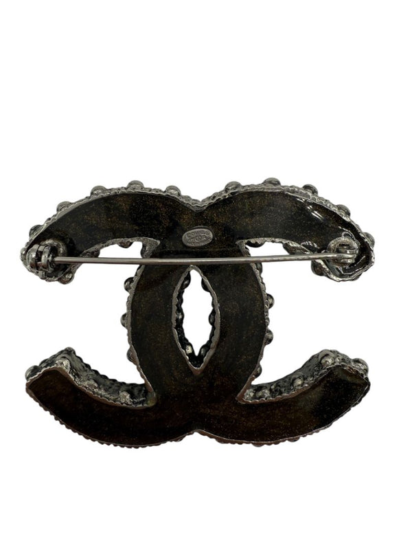 Chanel Gunmetal Rope & Studded CC Brooch – Fall 2011 Stamped