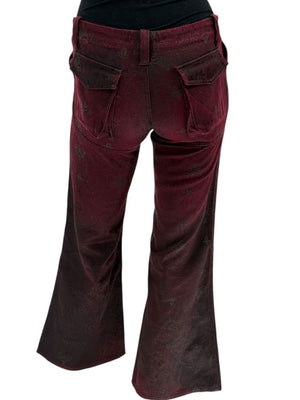 Custo Barcelona Women’s Burgundy Baroque-Print Denim-Style Pants – Size 4