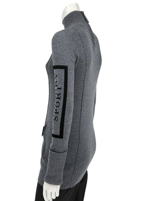 Burberry Sport Grey Wool Zip-Detail Turtleneck Sweater – Size: XS