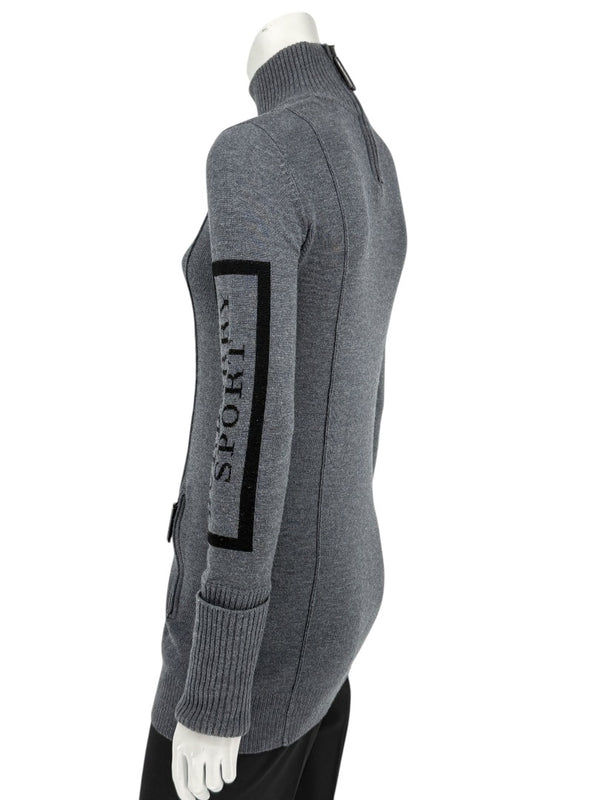 Burberry Sport Grey Wool Zip-Detail Turtleneck Sweater – Size: XS