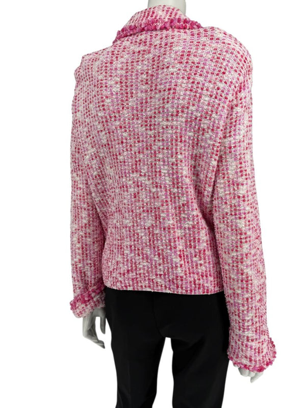 Escada Pink & Ivory Textured Button-Front Jacket – Size 46