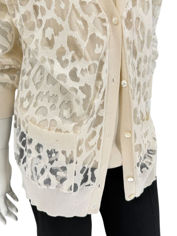 Magaschoni Ribbed Tank & Mesh Leopard Cardigan Twin Set – Size XL