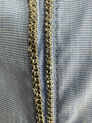 Brunello Cucinelli Light Blue Cotton Button-Front Shirt with Monili Trim – Size XL