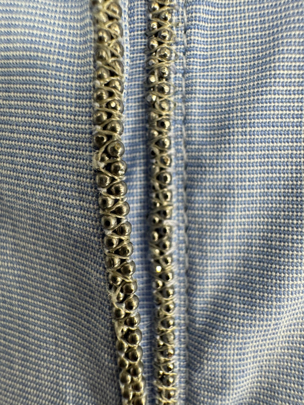 Brunello Cucinelli Light Blue Cotton Button-Front Shirt with Monili Trim – Size XL