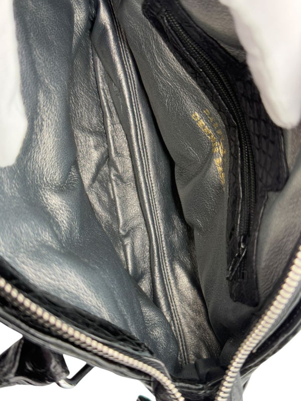 Darby Scott x Dennis Basso Black Faux Fur & Embossed Leather Satchel – Very Good Preowned Condition