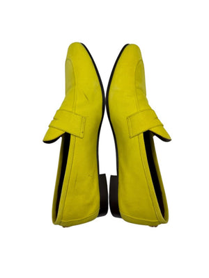 Bougeotte Penny Loafers in Neon Yellow Suede – Size 40.5