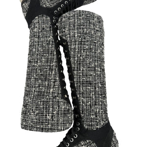 Chanel Tweed & Suede Lace-Up Knee-High Sneakers – Size 40 (EU)