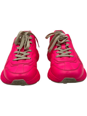 Gucci Rhyton Neon Pink Leather Low-Top Sneakers – Size 39