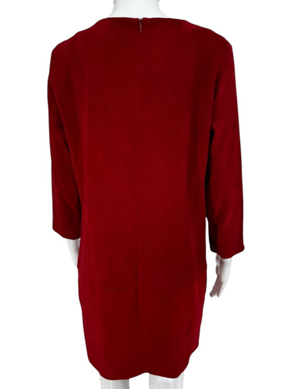 The Row Ruby Red Suede Sheath Dress – Size 8