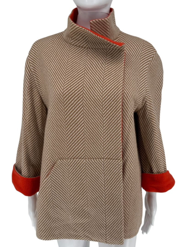 Akris Reversible Herringbone Cape Jacket - Size 10