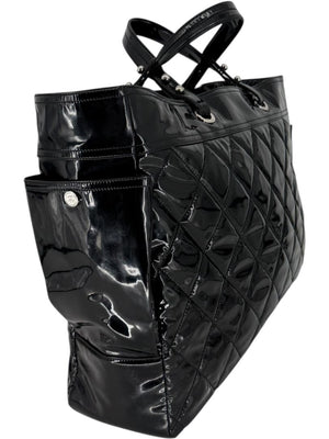 Chanel Paris-Biarritz XL Tote in Black Patent Vinyl