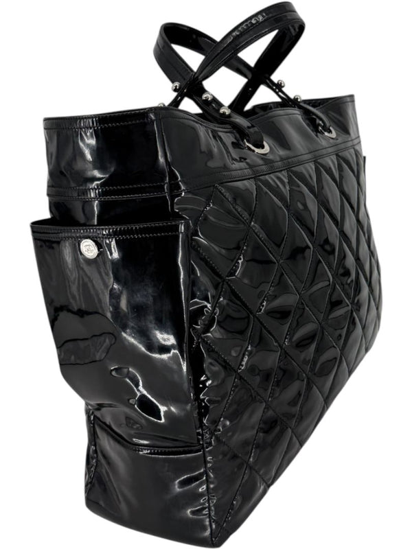 Chanel Paris-Biarritz XL Tote in Black Patent Vinyl