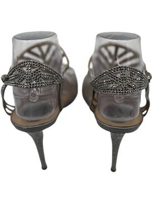 René Caovilla Silver Crystal-Embellished Sandals – Size 39 - BNIB
