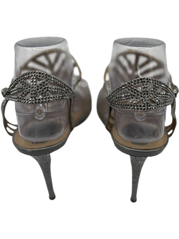 René Caovilla Silver Crystal-Embellished Sandals – Size 39 - BNIB