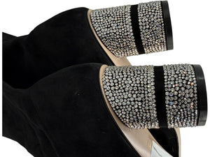 Stuart Weitzman Black Velvet Crystal Heel Over-the-Knee Boots – Size 9