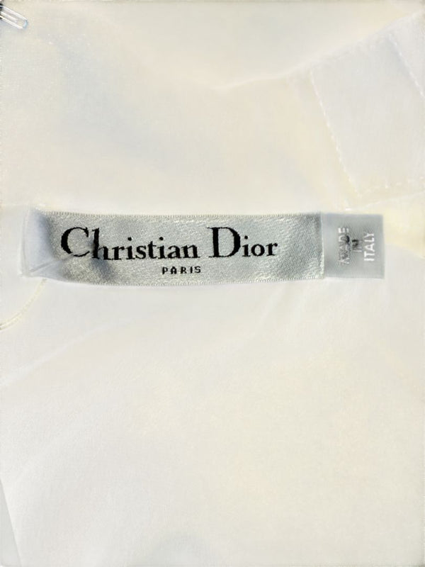 CHRISTIAN DIOR Ivory Wool-Silk Dress with Heart Appliqué - Size 10