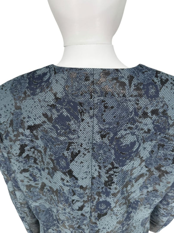 Pamella Roland Black/Blue Ombre 2 Piece Dress & Coat Set – Large