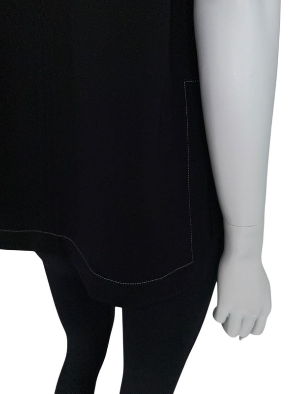 Proenza Schouler Black Draped Top with Faux Leather Inset – Size 6
