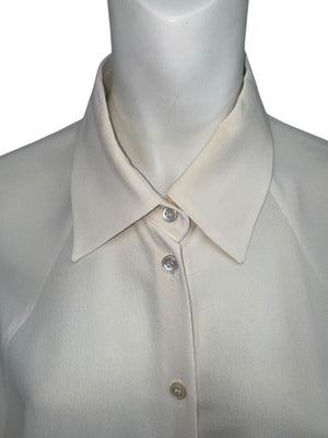 Michael Kors Ivory Silk Blend Button-Up Blouse - Size 8