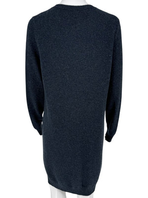 Loro Piana Navy Cashmere Split-Neck Tunic Sweater Dress – Size L