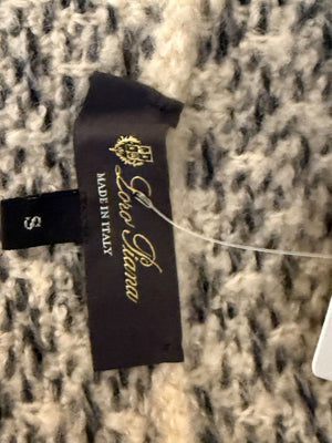 Loro Piana Taupe & Black Textured Cashmere Hooded Sweater - Size S