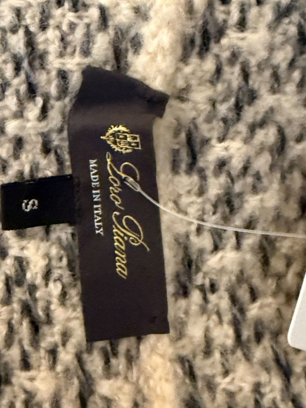 Loro Piana Taupe & Black Textured Cashmere Hooded Sweater - Size S