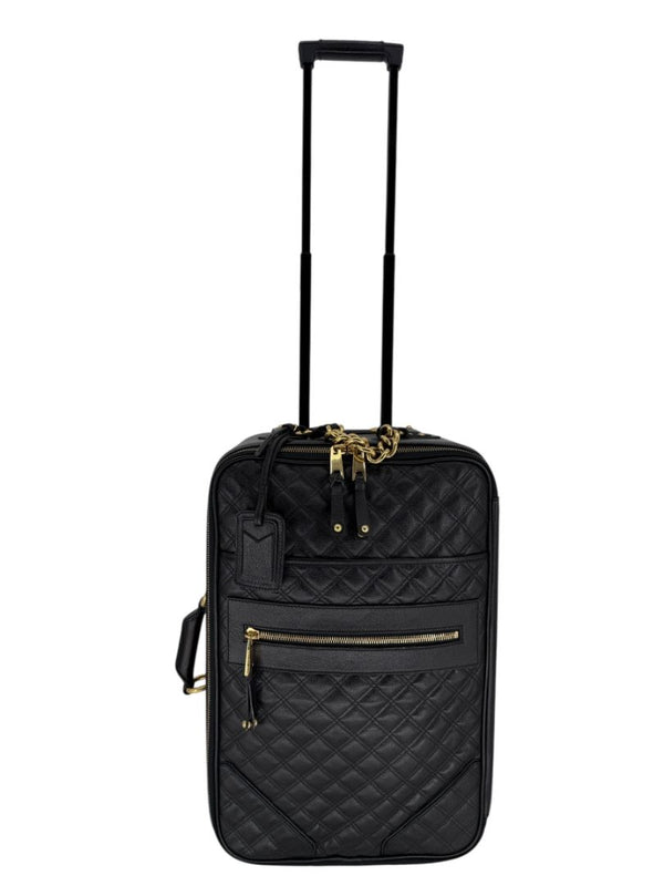 Marc Jacobs Quilted Black Leather Carry-On Suitcase – 20.8" x 14.2" x 8.3"
