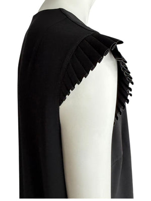 Akris Punto Black Sleeveless Pleated Trim Shift Dress – Size 10