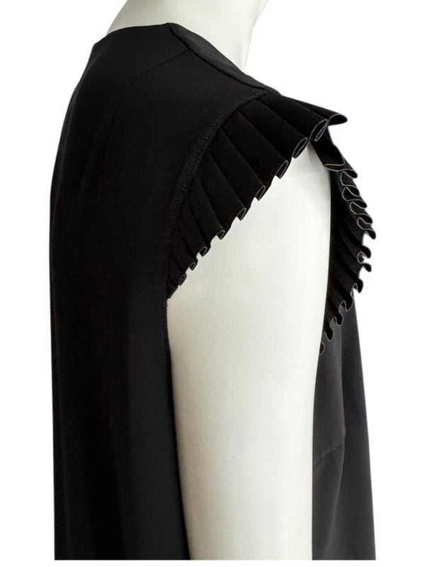 Akris Punto Black Sleeveless Pleated Trim Shift Dress – Size 10