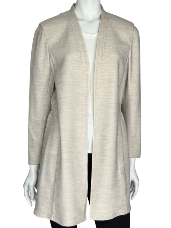 Akris Beige Open-Front Long Jacket – Size US 10