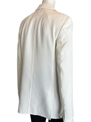 Akris White Textured Cotton-Silk Blend Blazer – Size 8