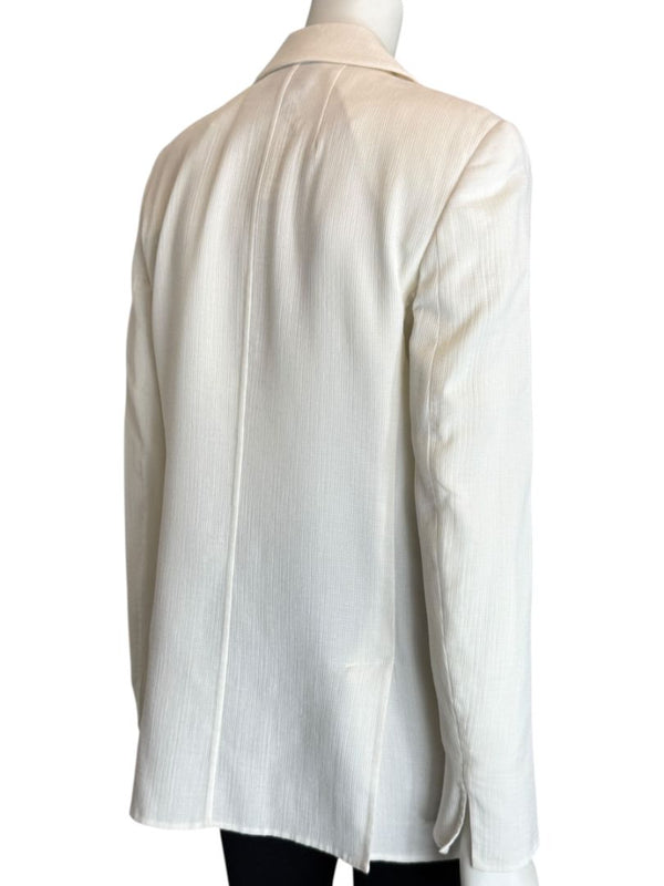 Akris White Textured Cotton-Silk Blend Blazer – Size 8