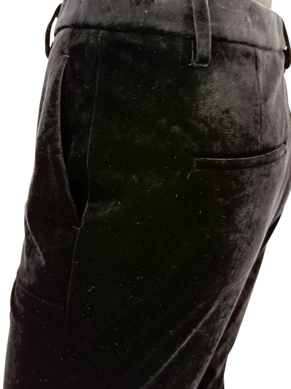 Brunello Cucinelli Black Velvet Side-Zip Ankle Pants - Size IT 46 / US 10