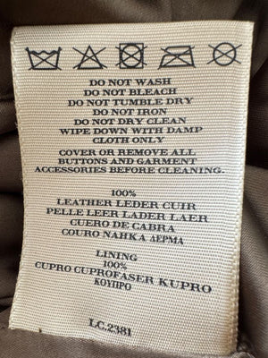 Burberry London Metallic Olive Green Leather Jacket – Size UK 12 / US 10