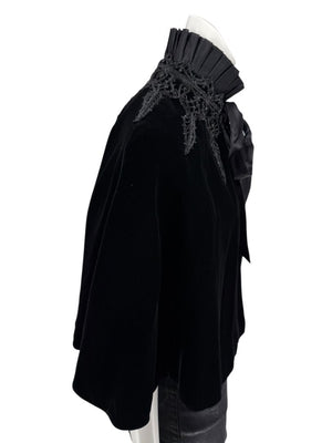 Ralph Lauren Black Velvet & Silk-Trim Cape – Size XS/S- NWT