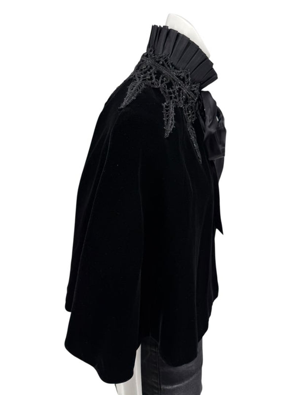 Ralph Lauren Black Velvet & Silk-Trim Cape – Size XS/S- NWT