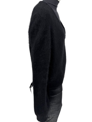 Christian Dior Black Angora-Wool Wrap Sweater – Size 44 (FR) / 12 (US)