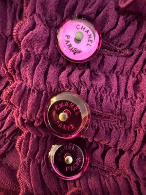 Chanel Fuchsia Silk High-Neck Blouse – Fall 2001 FR 42