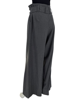 Armani Collezioni Gray High-Waisted Belted Wide-Leg Trousers – Size 10