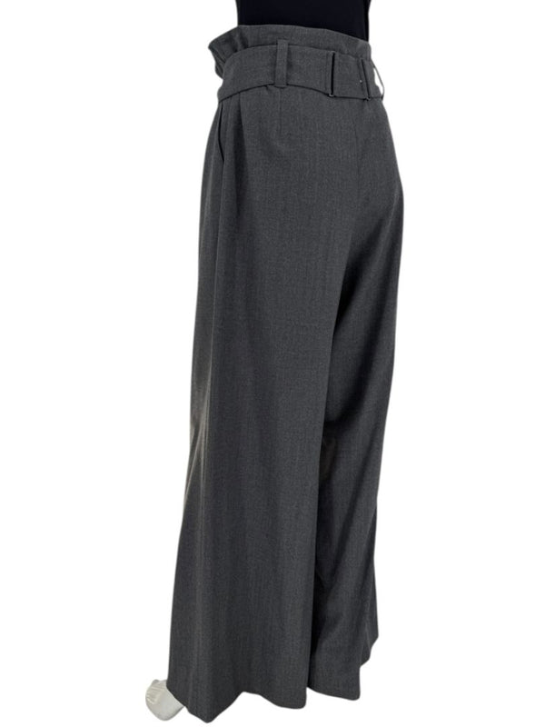Armani Collezioni Gray High-Waisted Belted Wide-Leg Trousers – Size 10