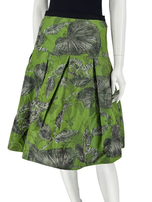 Oscar de la Renta Green Floral Silk Skirt – Fall 2008 - Size 16