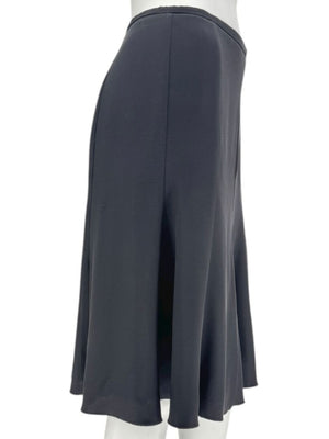 Armani Collezioni Black Acetate–Silk Flared Midi Skirt – Size 12 (IT 48)