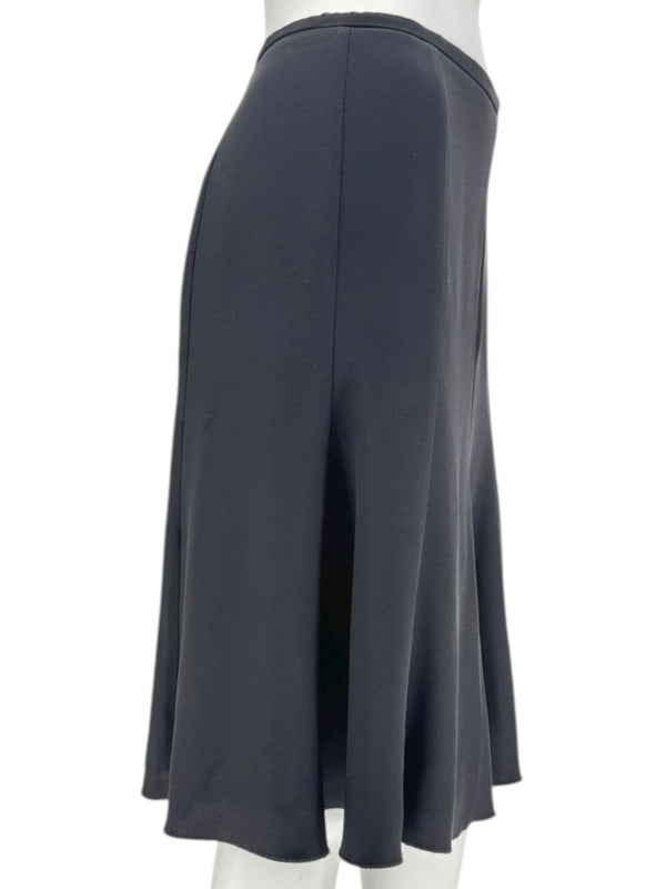 Armani Collezioni Black Acetate–Silk Flared Midi Skirt – Size 12 (IT 48)
