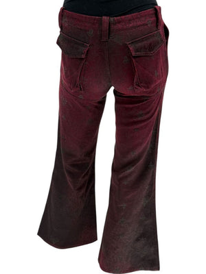 Custo Barcelona Women’s Burgundy Baroque-Print Denim-Style Pants – Size 4