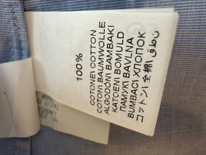 Brunello Cucinelli Light Blue Cotton Button-Front Shirt with Monili Trim – Size XL