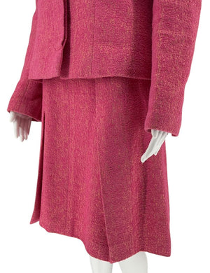 Chanel Pink and Gold Lurex Skirt Suit, Cruise 2001 - Size 44