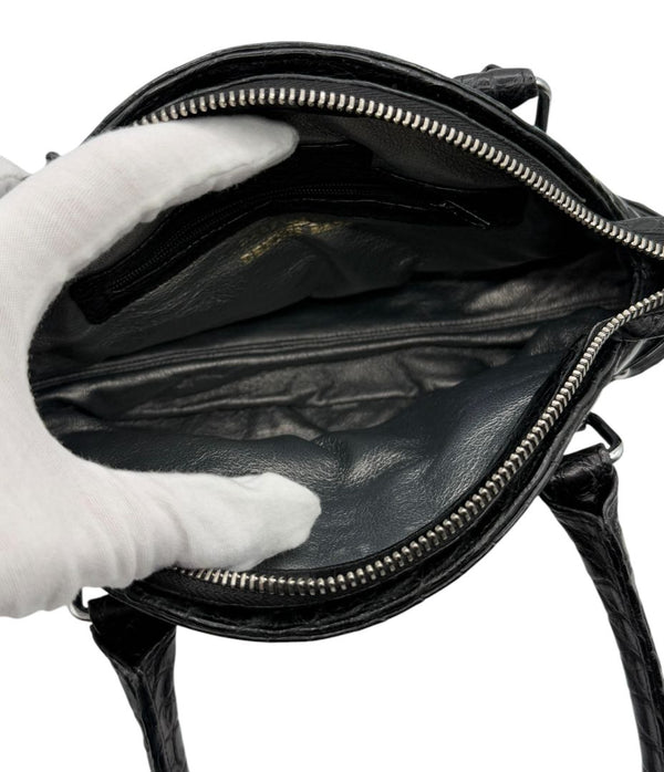 Darby Scott x Dennis Basso Black Faux Fur & Embossed Leather Satchel – Very Good Preowned Condition